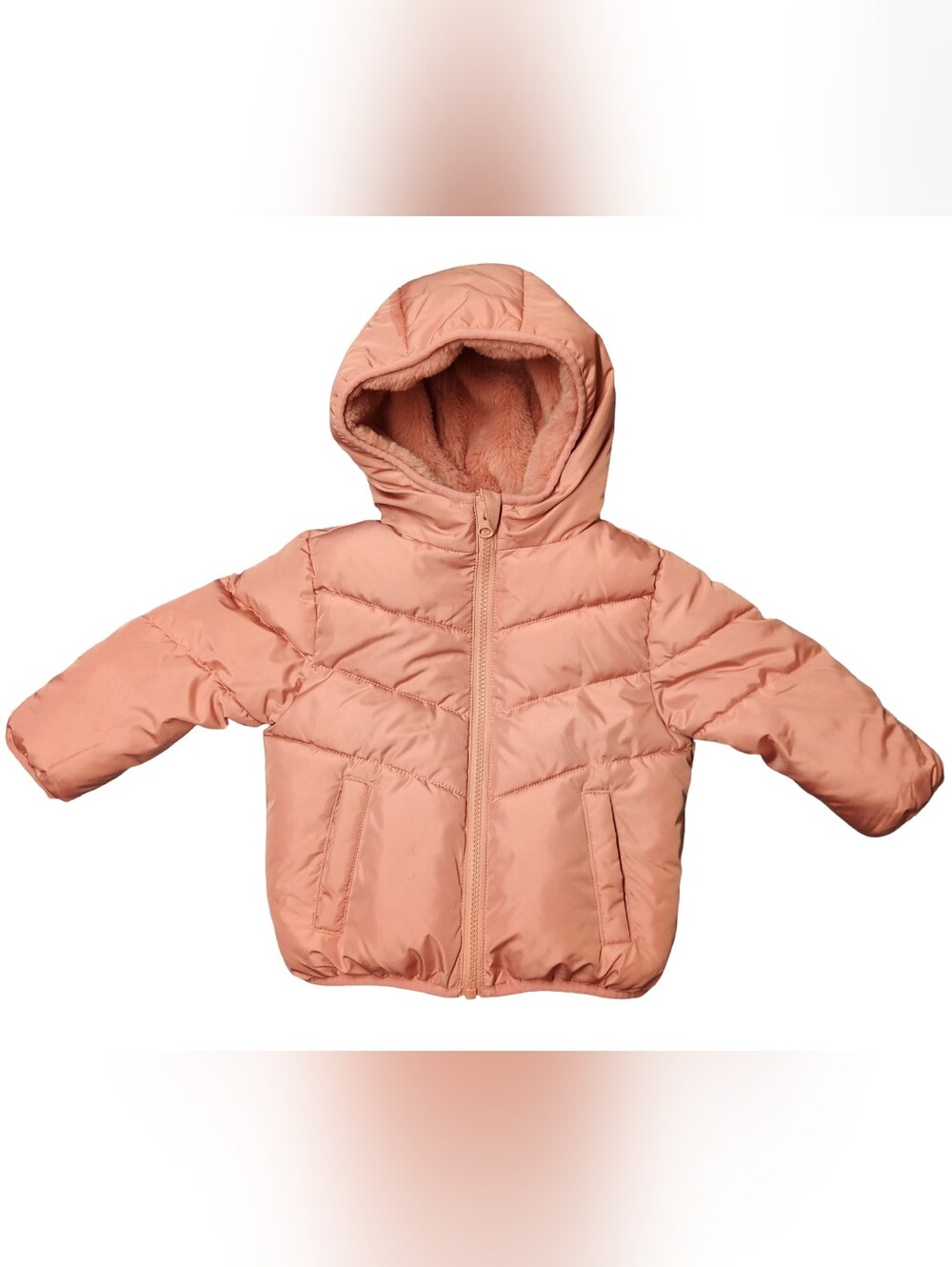 Swiss Tech Baby Toddler Light Pink Fleece Lined Puffer Hooded Coat Jacket 18M